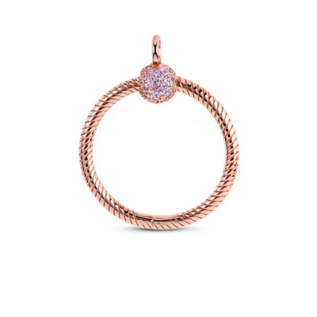 Pendentif rond strass rose pour collier compatible charm or rose