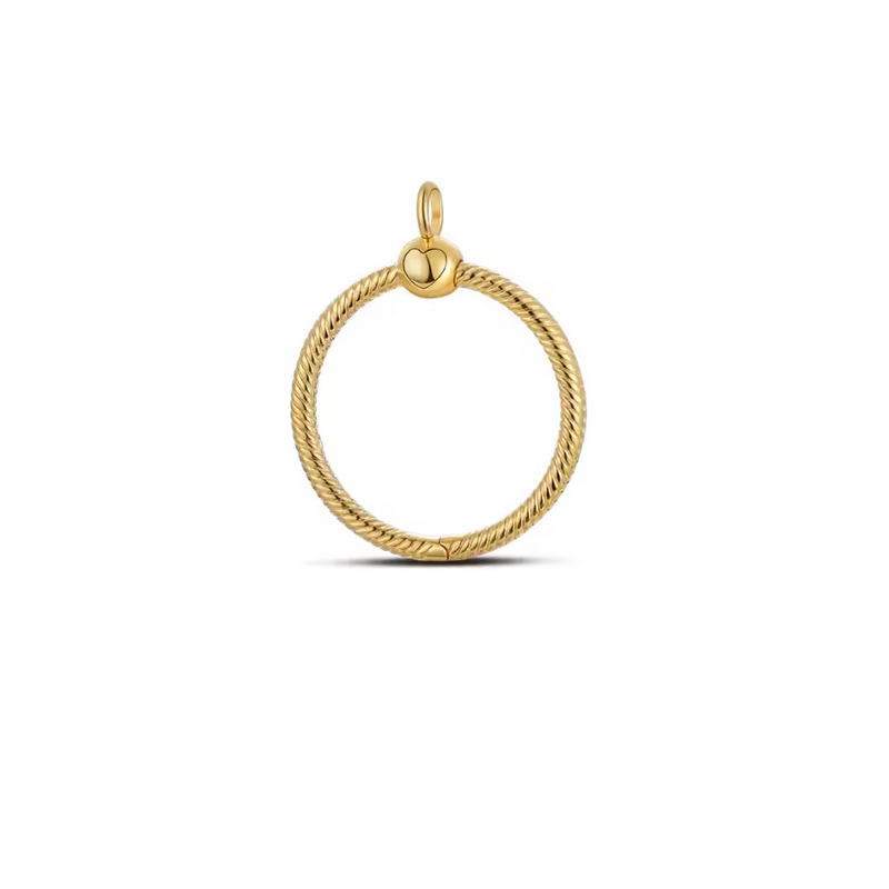 Pendentif rond coeur pour collier compatible charm or