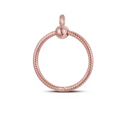 Pendentif rond coeur pour collier compatible charm or rose