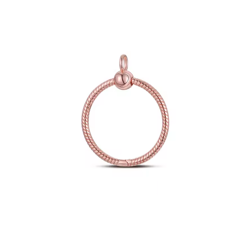 Pendentif rond coeur pour collier compatible charm or rose