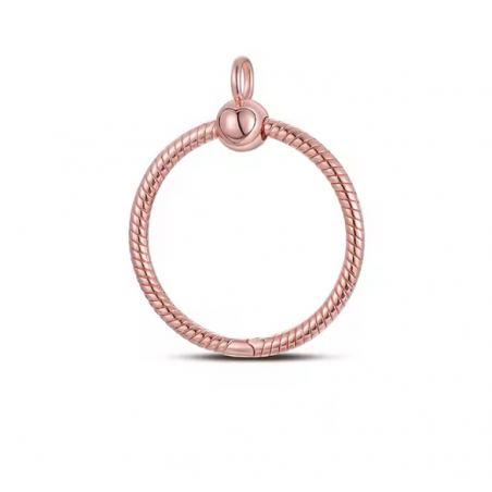 Pendentif rond coeur pour collier compatible charm or rose