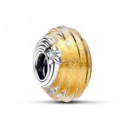 Charm murano jaune étoile filante argent pour bracelet