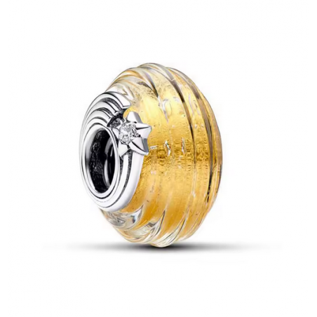 Charm murano jaune étoile filante argent pour bracelet