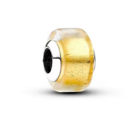 Charm séparateur murano jaune lisse argent pour bracelet