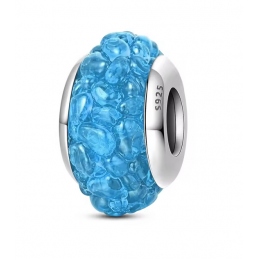 Charm murano bleu relief argent pour bracelet