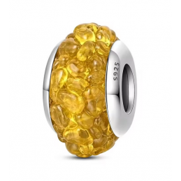 Charm murano jaune relief argent pour bracelet