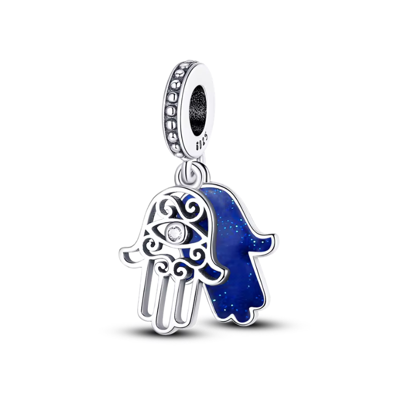 Charm main oeil bleu argent pour bracelet
