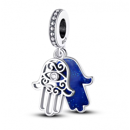 Charm main oeil bleu argent pour bracelet
