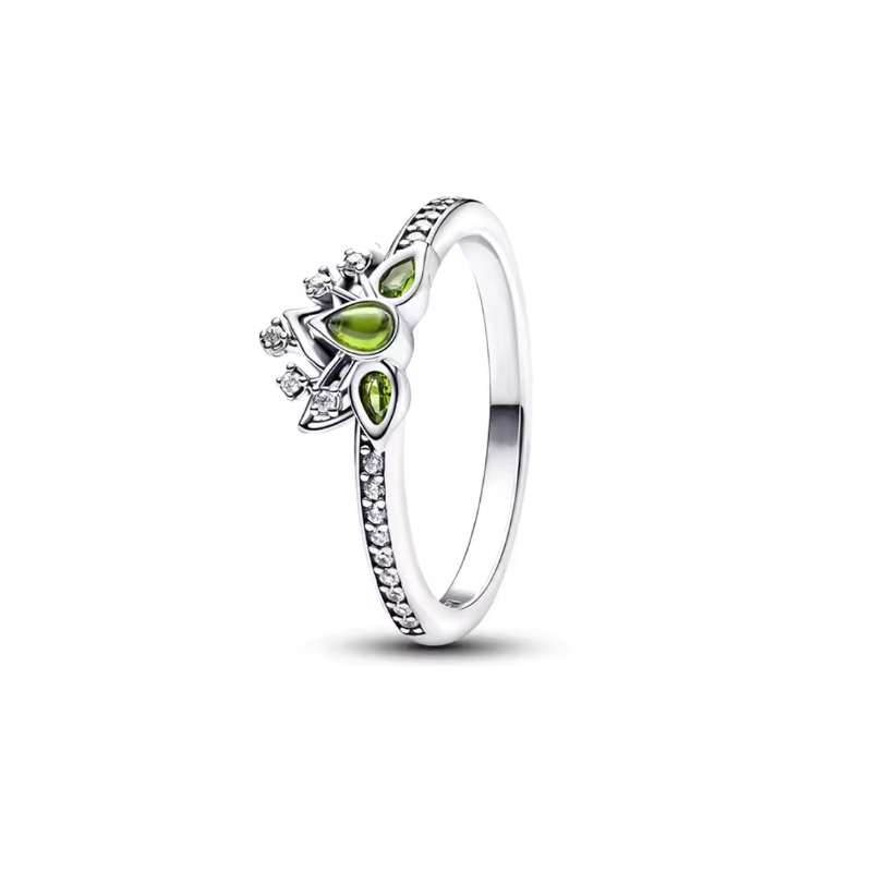 Bague princesse tiana pierre verte pierre argent