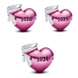 Charm coeur rose chapeau diplome argent pour bracelet