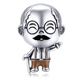 Charm famille grand père canne argent pour bracelet