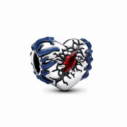 Charm coeur lumière pierre rouge stranger things argent pour bracelet