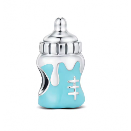 Charm biberon bébé cadeau naissance argent pour bracelet