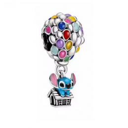 Charm montgolfière ballon la haut avec stitch disney argent pour bracelet