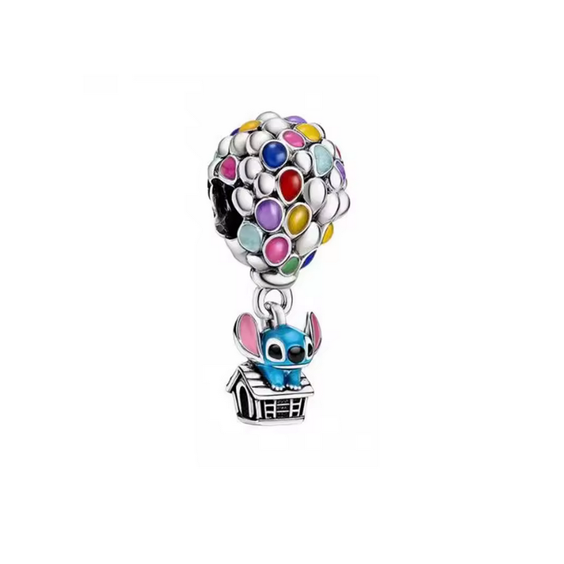 Charm montgolfière ballon la haut avec stitch disney argent pour bracelet