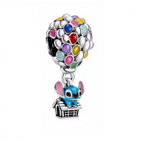 Charm montgolfière ballon la haut avec stitch disney argent pour bracelet