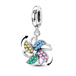 Charm moulin à vent plage mer pierre coloré argent pour bracelet