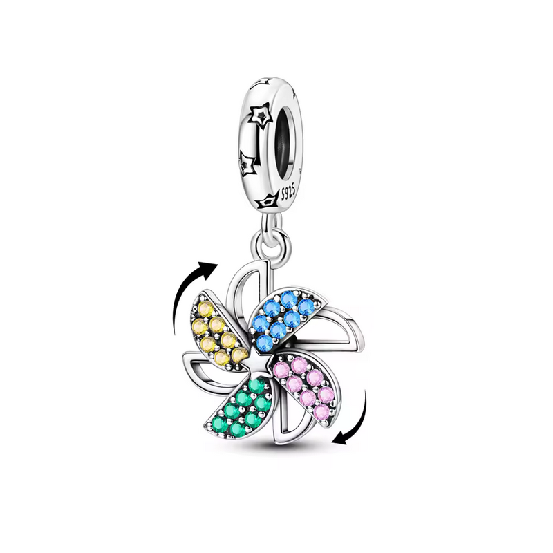 Charm moulin à vent plage mer pierre coloré argent pour bracelet