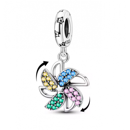 Charm moulin à vent plage mer pierre coloré argent pour bracelet