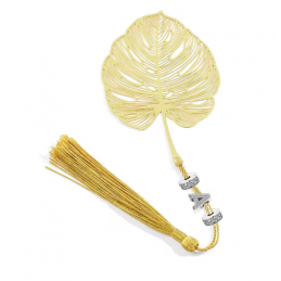 Marque page livre feuille monstera or personnalisable lettre pour charm