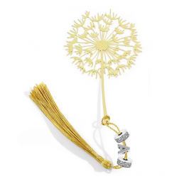 Marque page livre feuille pissenlit or personnalisable lettre pour charm