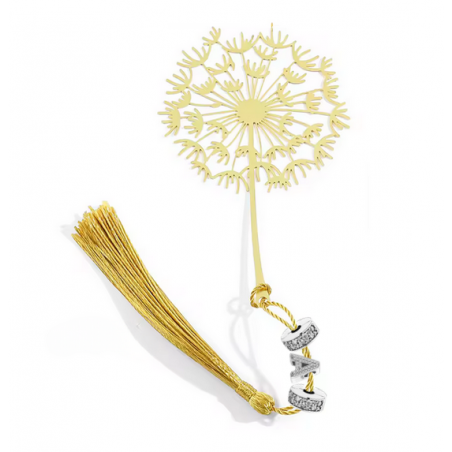 Marque page livre feuille pissenlit or personnalisable lettre pour charm