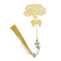 Marque page livre feuille pivoine or personnalisable lettre pour charm