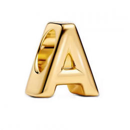 Charm lettre initiale prénom lisse or pour bracelet