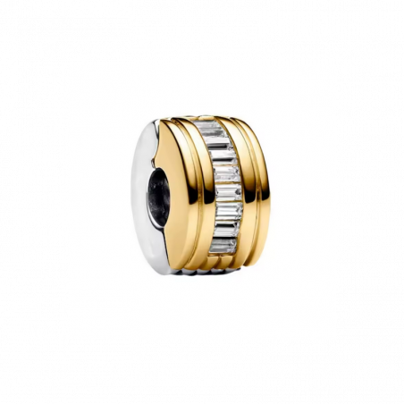 Charm séparateur clip lisse strass blanc or argent pour bracelet argent