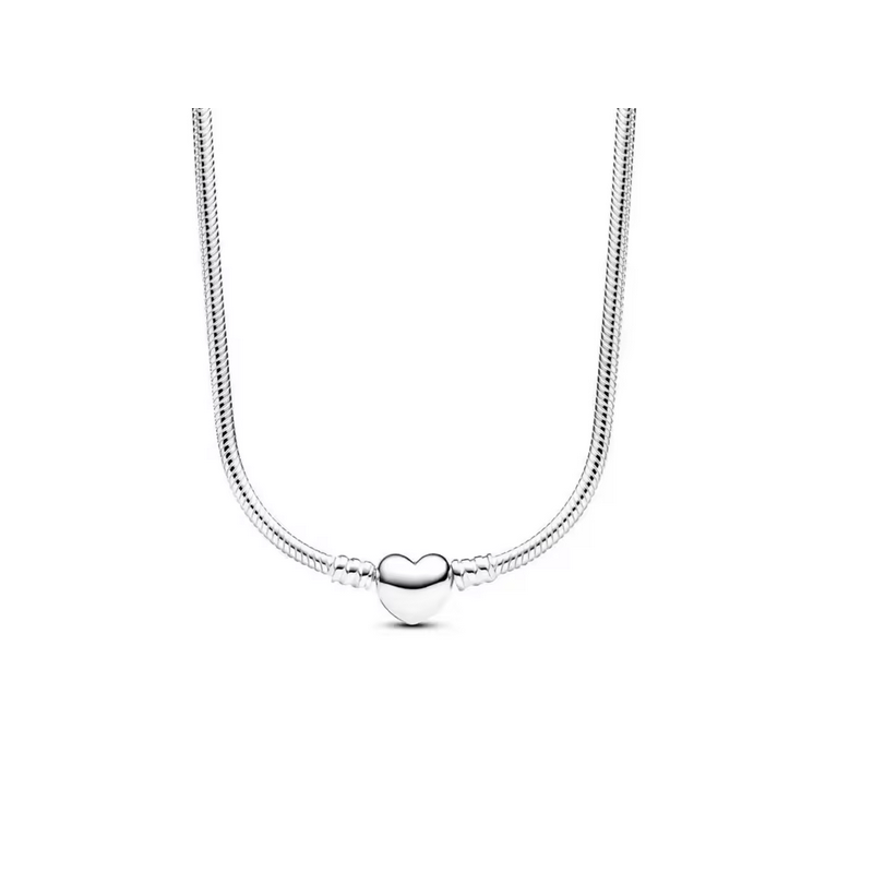 Collier pour charm coeur lisse argent