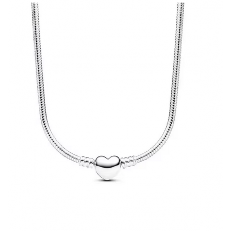 Collier pour charm coeur lisse argent