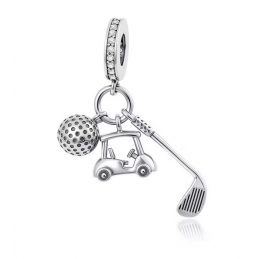 Charm golf balle club voiturette sport argent pour bracelet