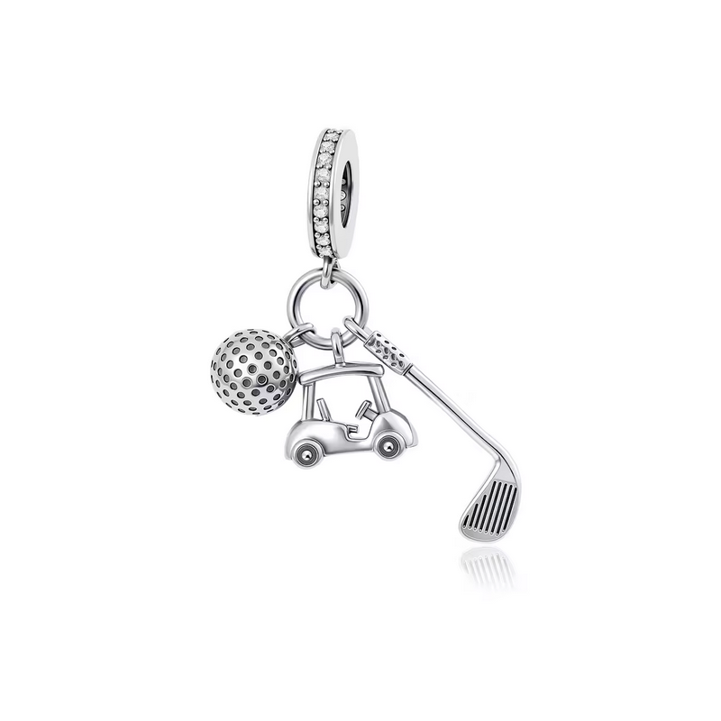 Charm golf balle club voiturette sport argent pour bracelet