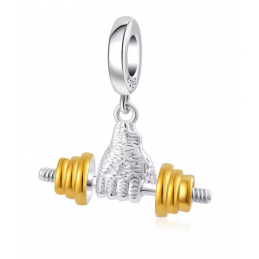 Charm main avec altère poids or sport argent pour bracelet