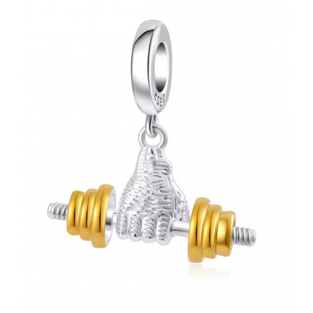 Charm main avec altère poids or sport argent pour bracelet