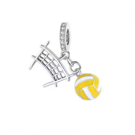 Charm volleyball filet ballon argent pour bracelet