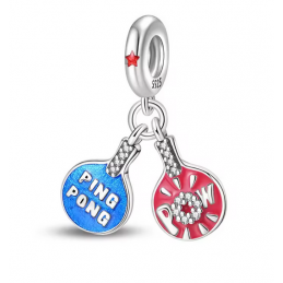 Charm raquette ping pong tennis de table argent pour bracelet