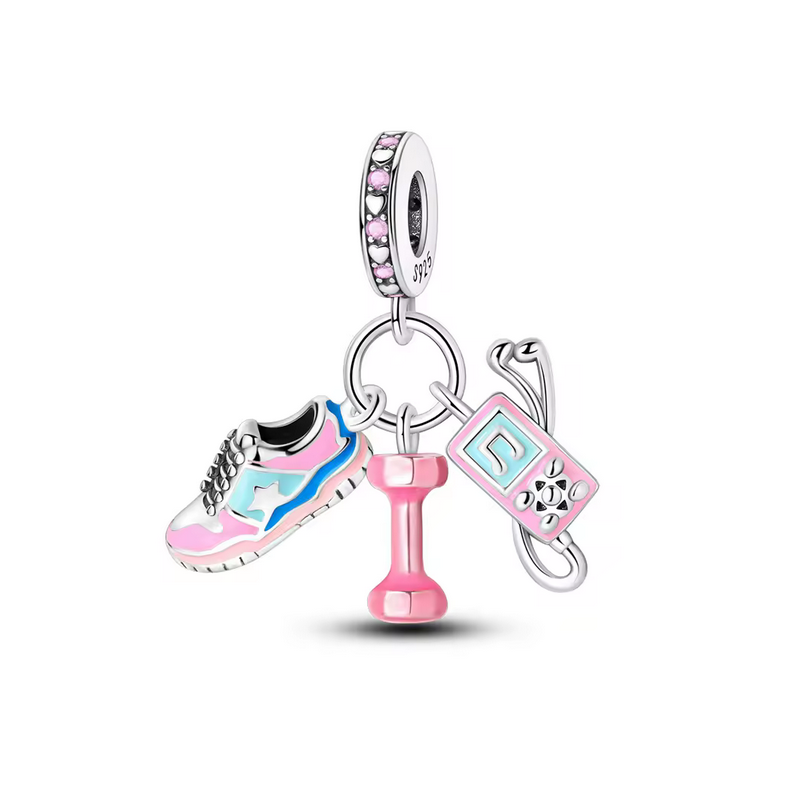 Charm gym basket altère musique sport argent pour bracelet