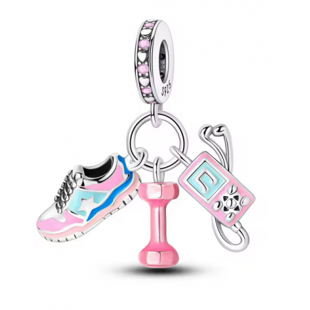 Charm gym basket altère musique sport argent pour bracelet