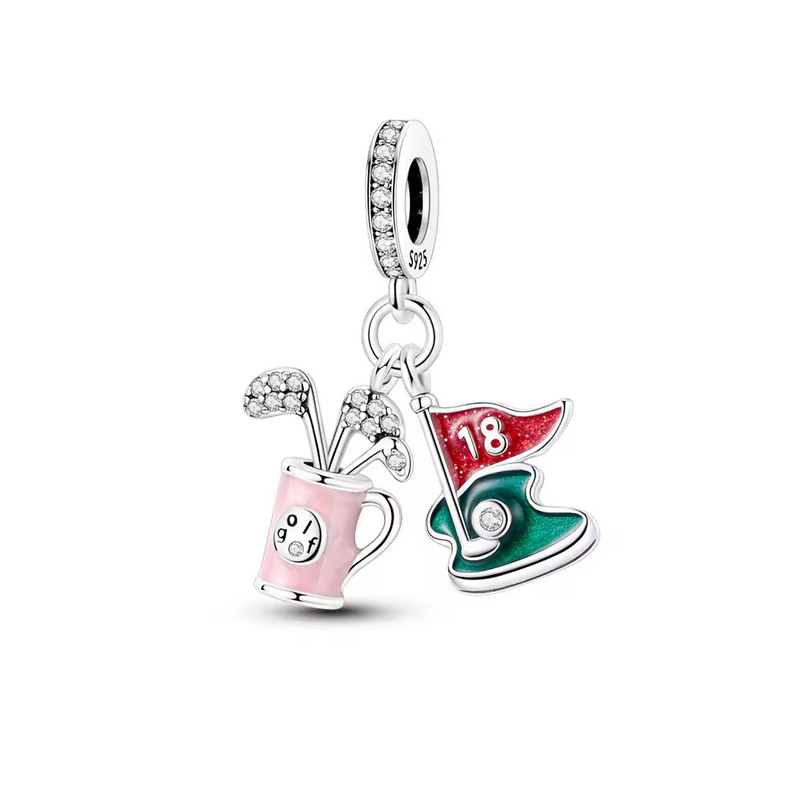Charm mini golf club sport argent pour bracelet