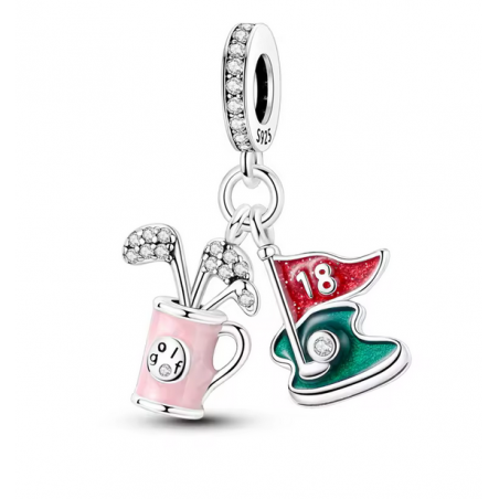 Charm mini golf club sport argent pour bracelet