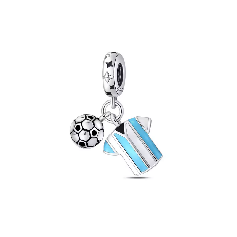 Charm maillot de football argentine MESSI ballon sport argent pour bracelet