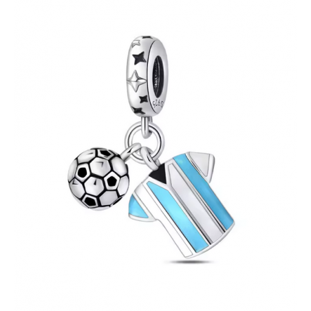 Charm maillot de football argentine MESSI ballon sport argent pour bracelet