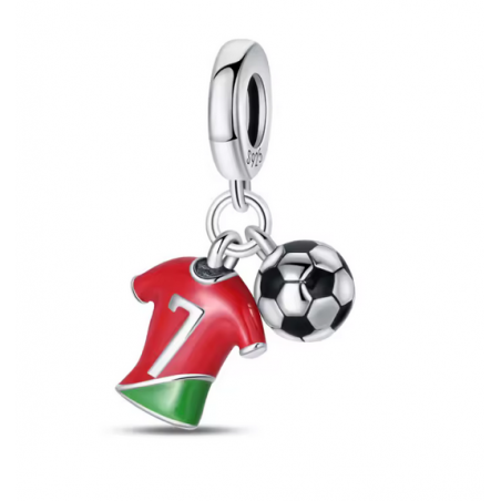 Charm maillot de football portugal RONALDO ballon sport argent pour bracelet