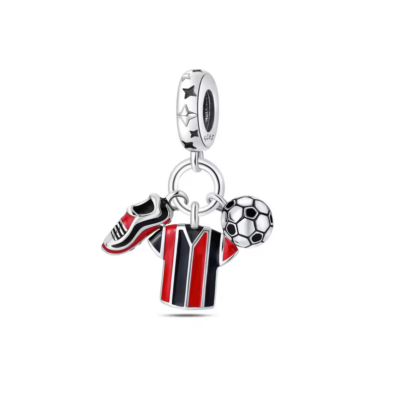 Charm maillot de football milan BECKHAM ballon sport argent pour bracelet