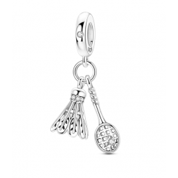 Charm badminton volant raquette sport argent pour bracelet