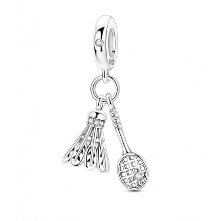 Charm badminton volant raquette sport argent pour bracelet