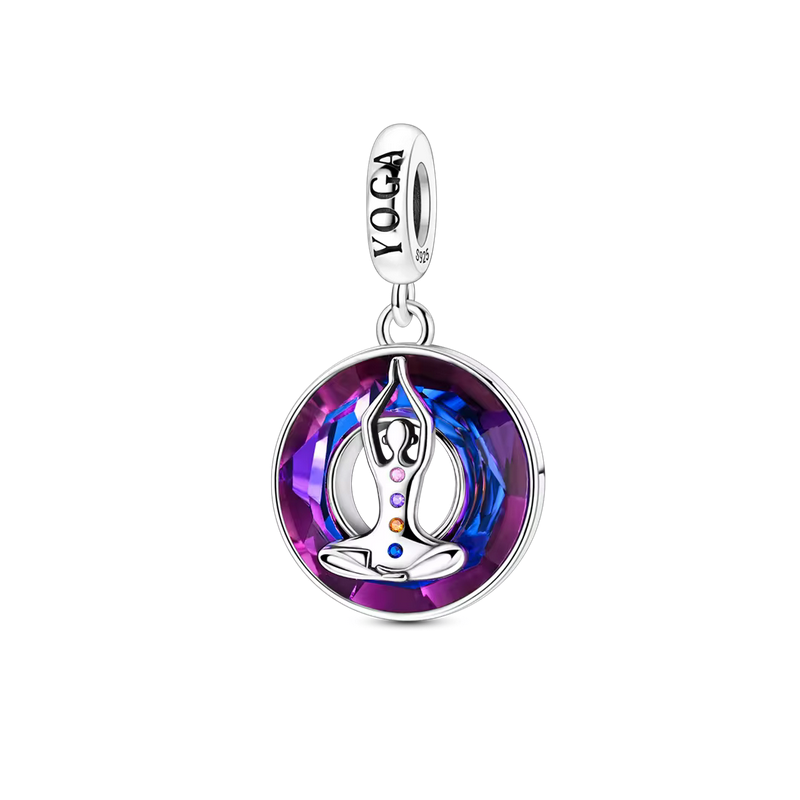 Charm yoga chakras argent pour bracelet