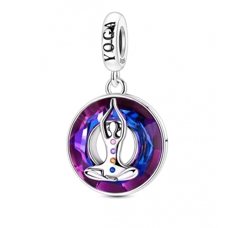 Charm yoga chakras argent pour bracelet