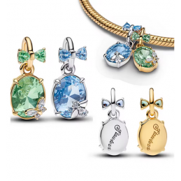 Lot de 2 Charms noeud élégant pierre bleu verte abeille papillon bridgerton argent or pour bracelet